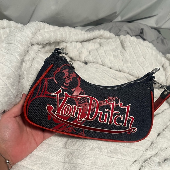 Von Dutch X True Religion || Dark Blue Denim Shoulder Bag - Picture 3 of 5
